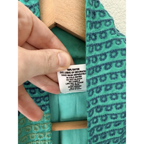 Parsley & Sage Embroidered Open Jacket 1X Womens Green Pockets Artsy - Picture 5 of 5